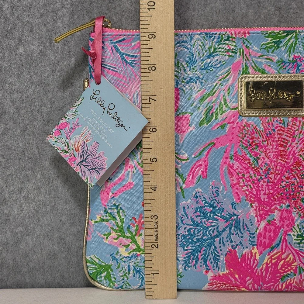 Lilly Pulitzer Blue Pink Tropical Print Tablet Sleeve